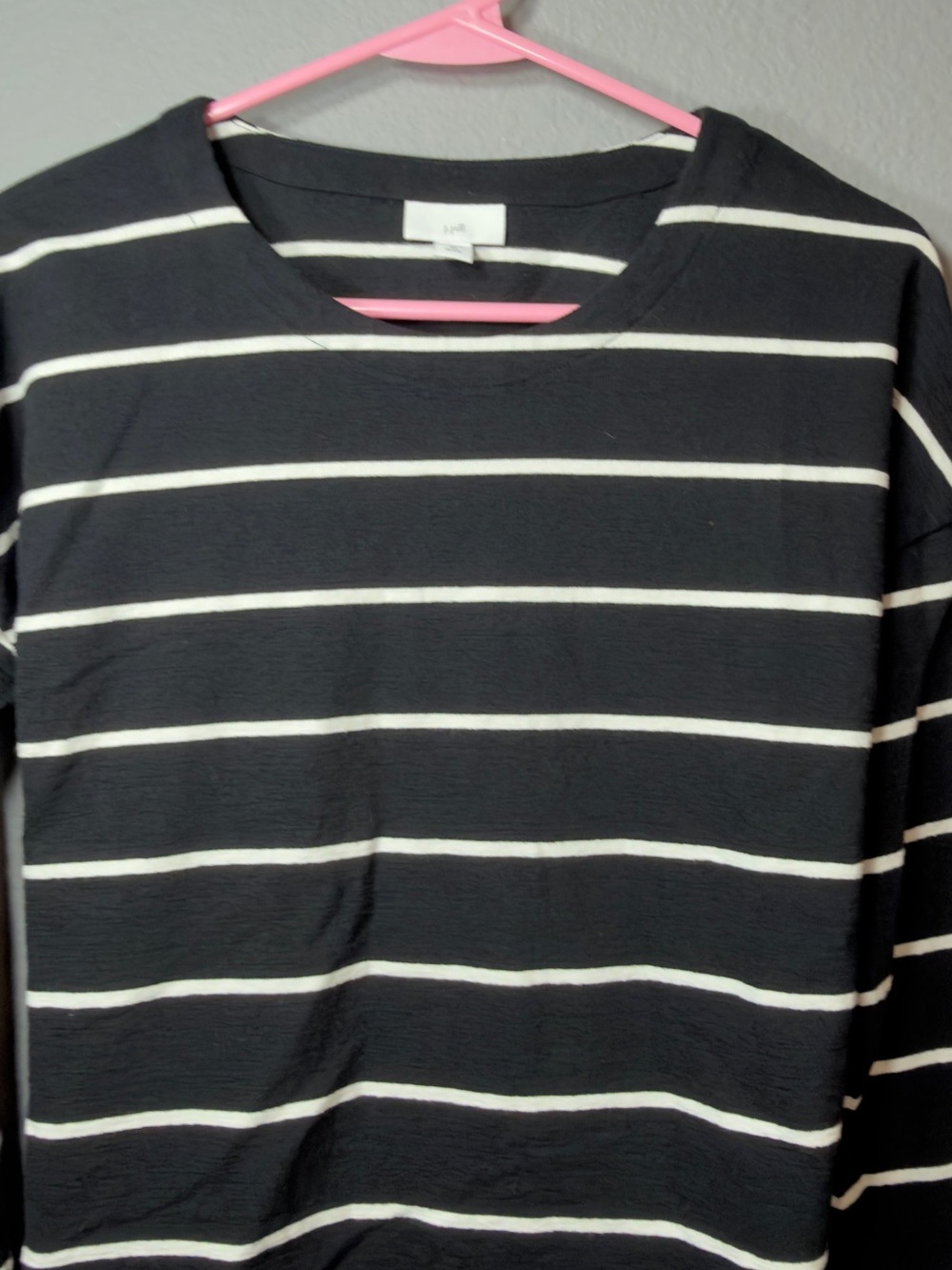 J. Jill Black and White Striped Long Sleeve Shirt